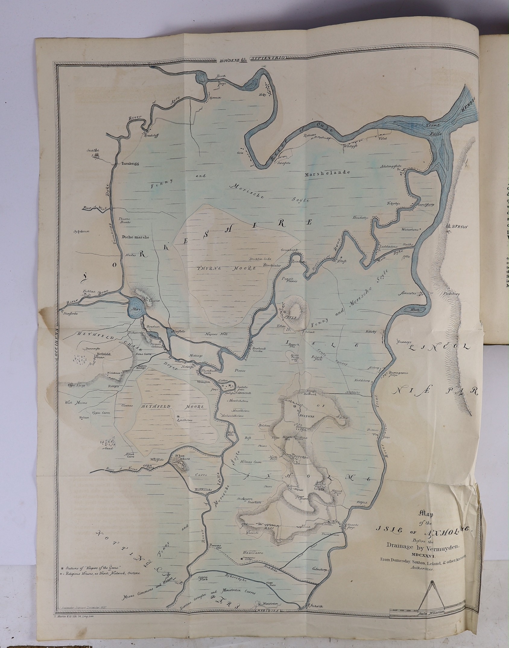 LINCOLNSHIRE: Stonehouse, Rev. W. B. - The History and Topography of the Isle of Axholme... 3 folded and hand coloured maps, 2 plans and 10 plates (2 coloured), engraved text illus., subscribers list; old binder's cloth,